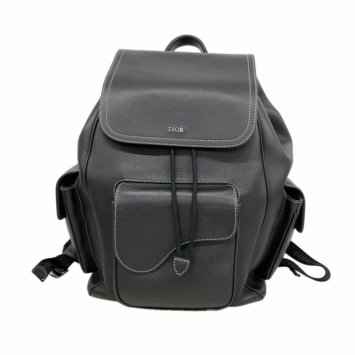 【6hc2471-e】クリスチャンディオール リュック・デイパック サドル レザー ブラック シルバー金具【中古】メンズ レディース ユニセックス