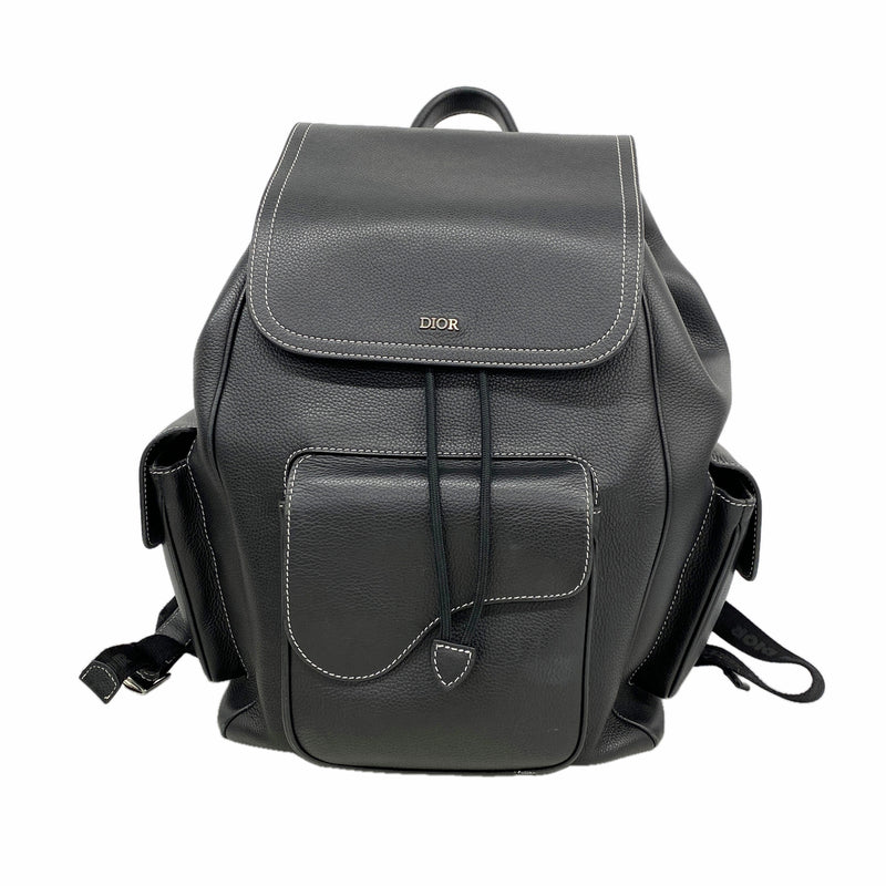 【6hc2471-e】クリスチャンディオール リュック・デイパック サドル レザー ブラック シルバー金具【中古】メンズ レディース ユニセックス