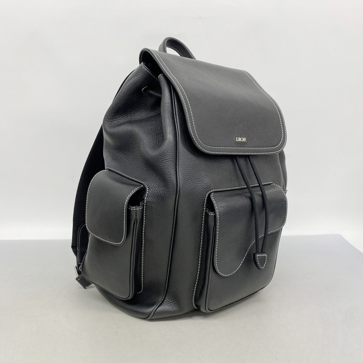 【6hc2471-e】クリスチャンディオール リュック・デイパック サドル レザー ブラック シルバー金具【中古】メンズ レディース ユニセックス