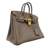 ★SALE【6hc2514-g】エルメス ハンドバッグ バーキン25 トリヨンクレマンス エタン ゴールド金具 C刻印【中古】レディース