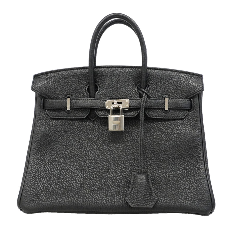 ★SALE【6hc2516-g】エルメス ハンドバッグ バーキン25 トゴ ブラック シルバー金具 Z刻印【中古】レディース