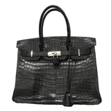 【6hc2517-g】エルメス ハンドバッグ バーキン30 ニロティカスマット ブラック シルバー金具 □I刻印【中古】レディース