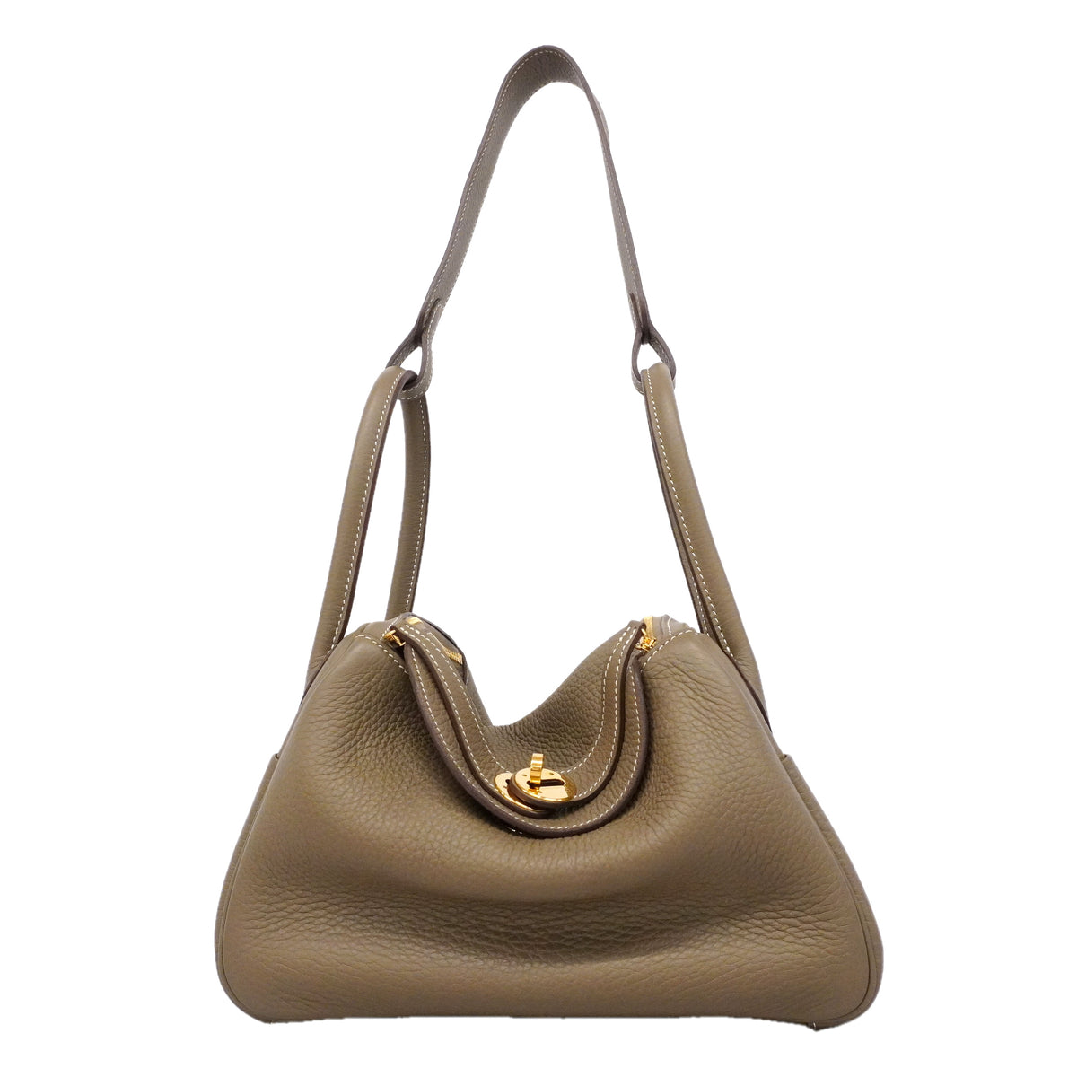 【6hc2519】エルメス ハンドバッグ リンディ26 トリヨンクレマンス エトゥープ ゴールド金具 W刻印【中古】レディース