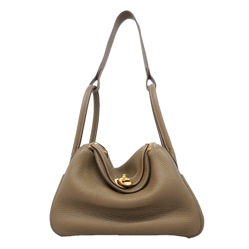 【6hc2519】エルメス ハンドバッグ リンディ26 トリヨンクレマンス エトゥープ ゴールド金具 W刻印【中古】レディース