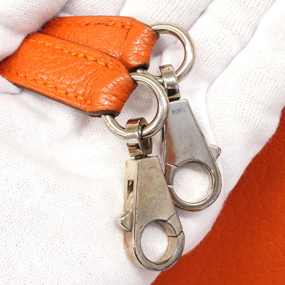 【6hc2613】エルメス ハンドバッグ ケリー35 シェーブル オレンジ シルバー金具 □M刻印 2wayバッグ【中古】レディース