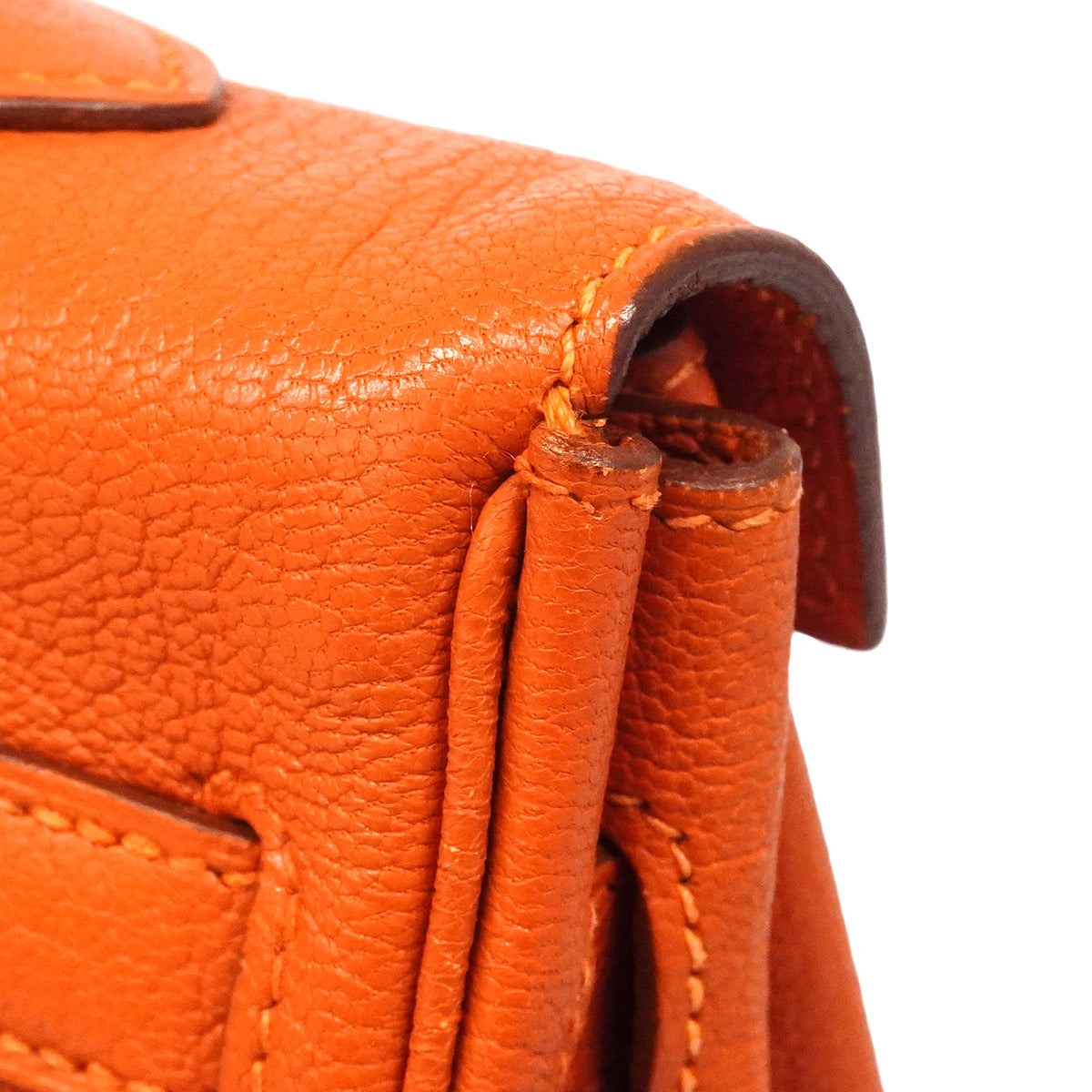 【6hc2613】エルメス ハンドバッグ ケリー35 シェーブル オレンジ シルバー金具 □M刻印 2wayバッグ【中古】レディース