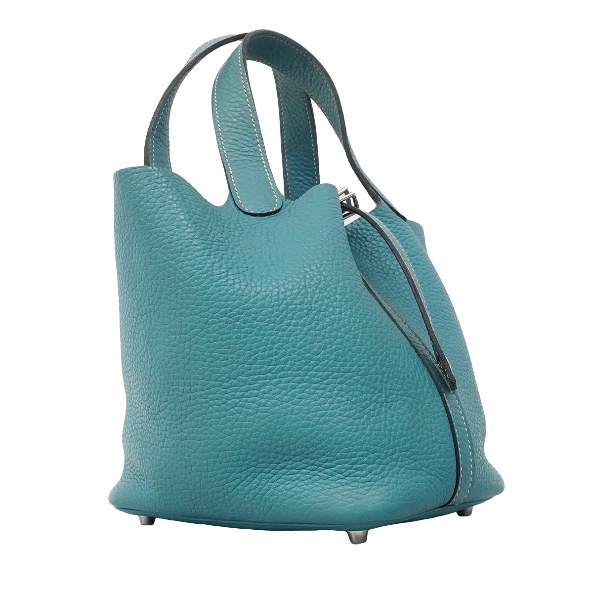 【6hc2615】エルメス ハンドバッグ ピコタンロックPM トリヨンクレマンス ブルージーン シルバー金具 □P刻印【中古】レディース