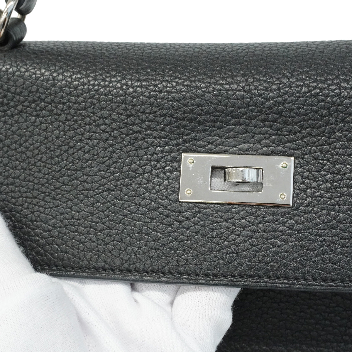 【6hc2623】エルメス ハンドバッグ ケリー32 トゴ ブラック シルバー金具 □M刻印 2wayバッグ【中古】レディース