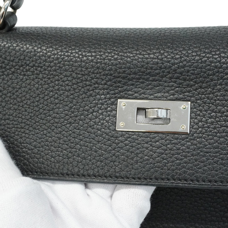 【6hc2623】エルメス ハンドバッグ ケリー32 トゴ ブラック シルバー金具 □M刻印 2wayバッグ【中古】レディース