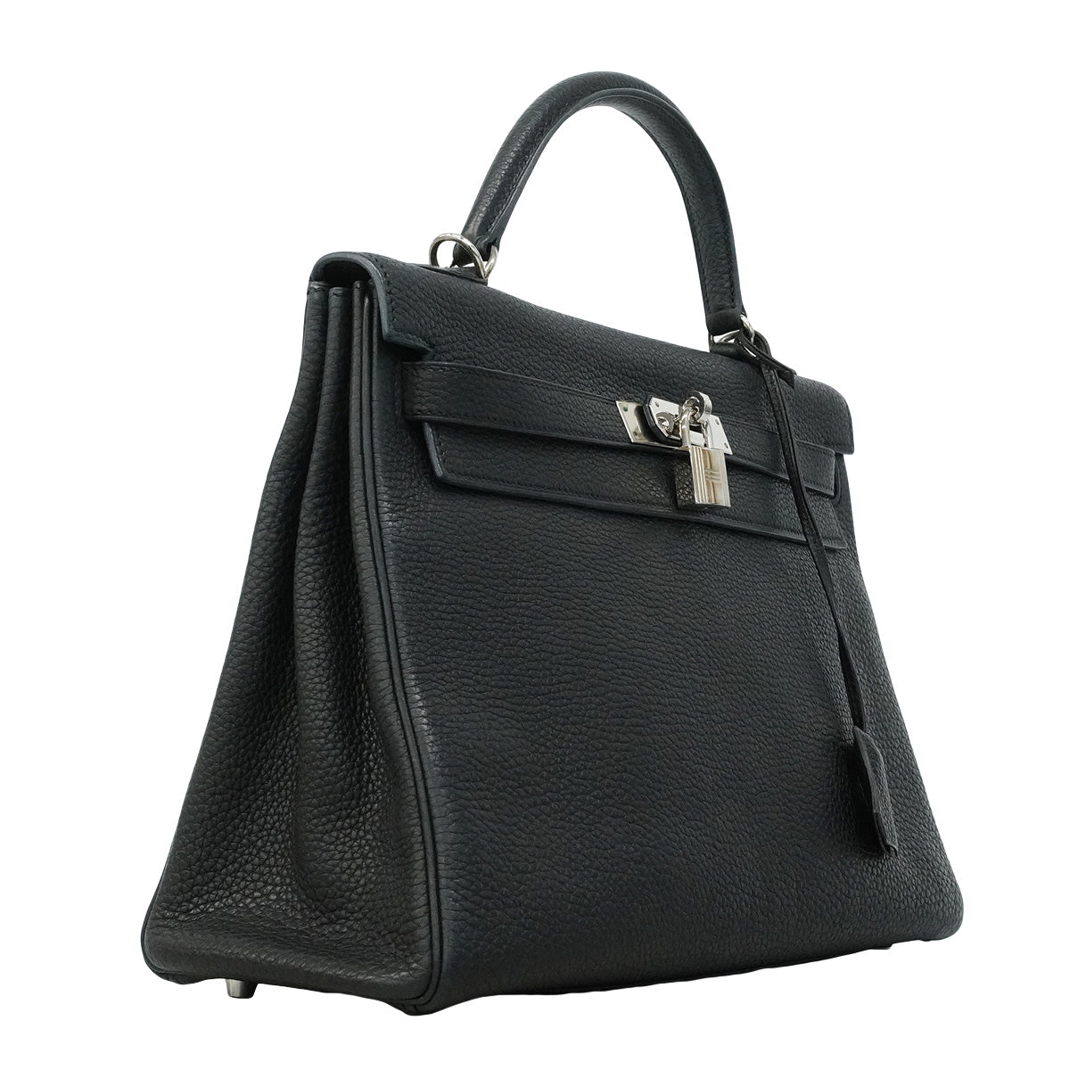 【6hc2623】エルメス ハンドバッグ ケリー32 トゴ ブラック シルバー金具 □M刻印 2wayバッグ【中古】レディース
