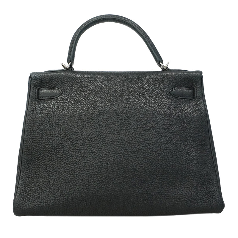 【6hc2623】エルメス ハンドバッグ ケリー32 トゴ ブラック シルバー金具 □M刻印 2wayバッグ【中古】レディース