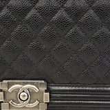 【6hc2625-h】シャネル ショルダーバッグ ボーイシャネル チェーンショルダー キャビアスキン ブラック シルバー金具【中古】レディース