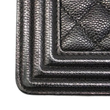 【6hc2625-h】シャネル ショルダーバッグ ボーイシャネル チェーンショルダー キャビアスキン ブラック シルバー金具【中古】レディース