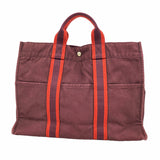 【6hc2640】エルメス トートバッグ フールトゥMM キャンバス ブラウン シルバー金具【中古】メンズ レディース ユニセックス