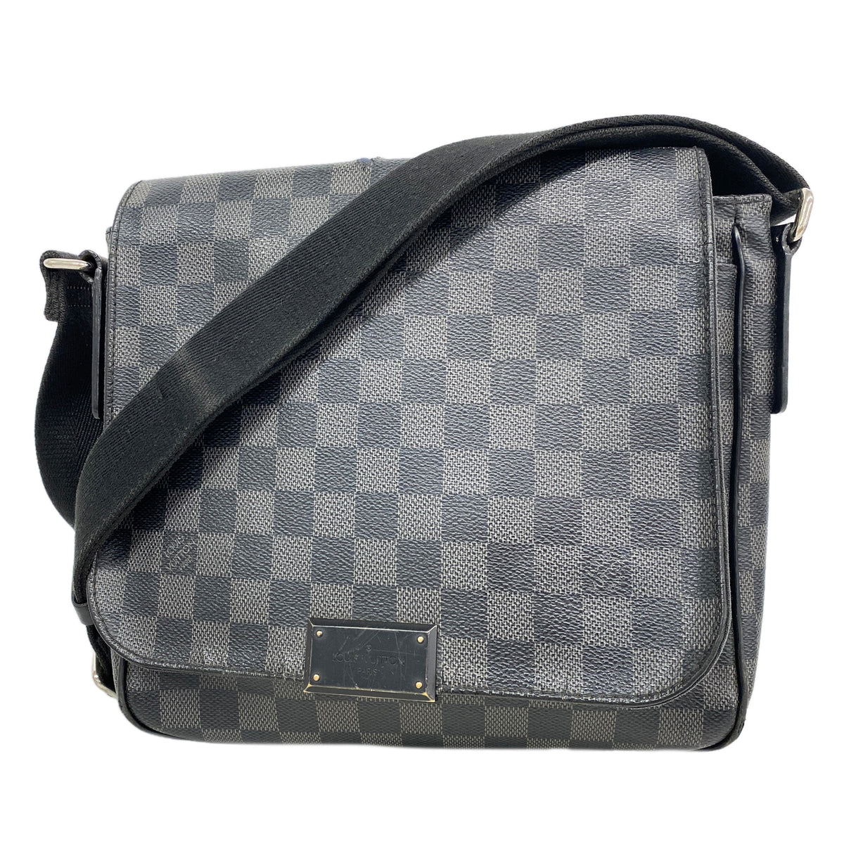 【6hc2725】ルイヴィトン ショルダーバッグ ダミエ・グラフィット ディストリクトPM N41260 グレー ブラック【中古】メンズ