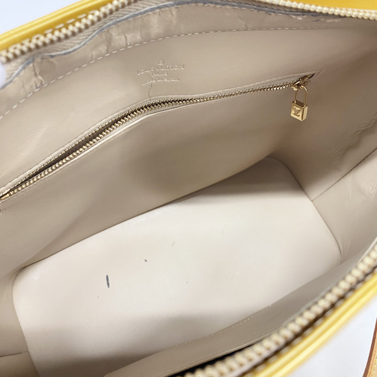 【6hc2741】ルイヴィトン トートバッグ ヴェルニ ヒューストン M91004 ベージュ【中古】レディース