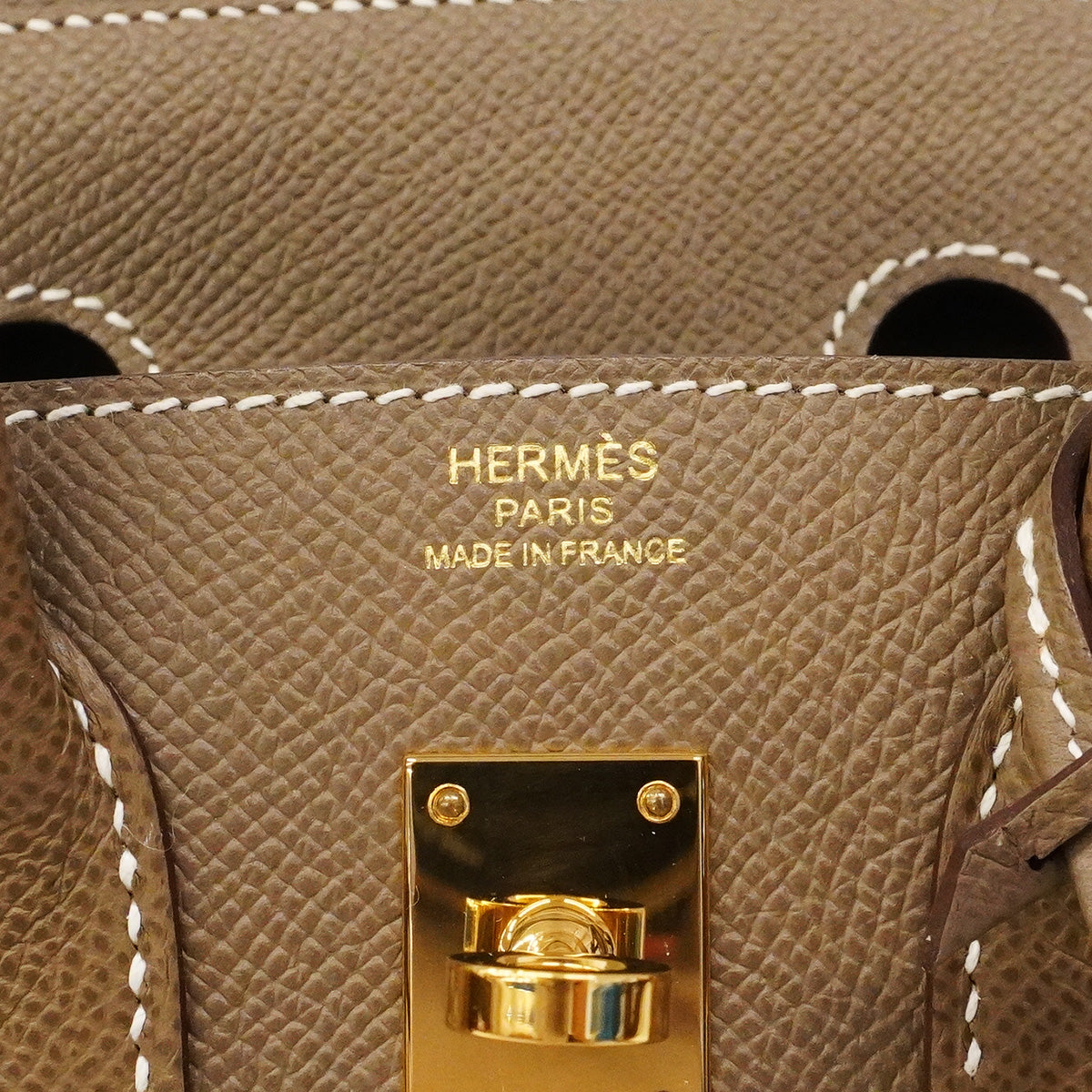 【6hc2748-g】エルメス ハンドバッグ バーキン25 ヴォーエプソン エトゥープ ゴールド金具 U刻印【中古】レディース