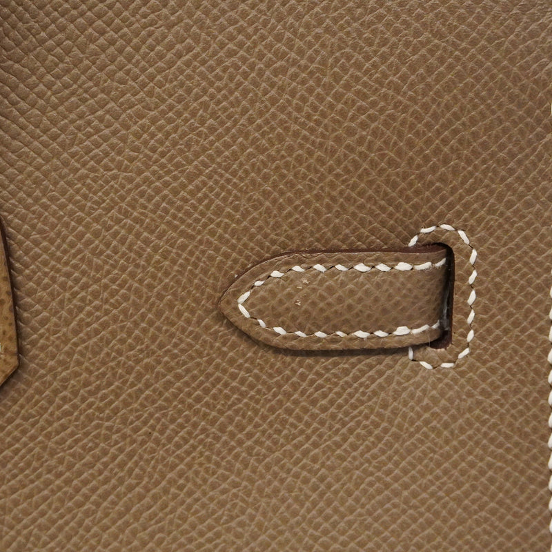 【6hc2748-g】エルメス ハンドバッグ バーキン25 ヴォーエプソン エトゥープ ゴールド金具 U刻印【中古】レディース