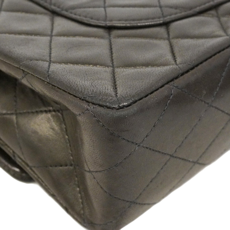 【6hc2749】シャネル ショルダーバッグ マトラッセ Wフラップ Wチェーン ラムスキン ブラック ゴールド金具【中古】レディース