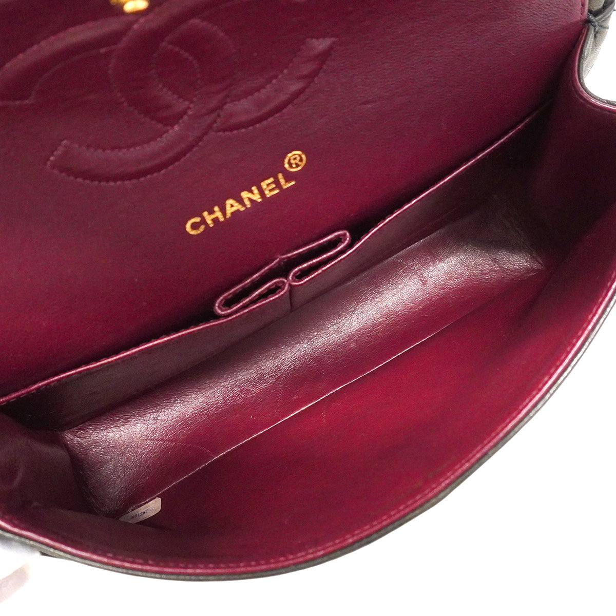 【6hc2749】シャネル ショルダーバッグ マトラッセ Wフラップ Wチェーン ラムスキン ブラック ゴールド金具【中古】レディース