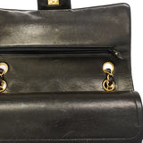 【6hc2749】シャネル ショルダーバッグ マトラッセ Wフラップ Wチェーン ラムスキン ブラック ゴールド金具【中古】レディース