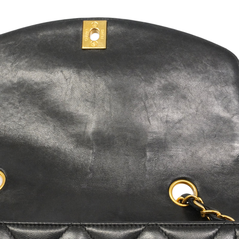 【6hc2750】シャネル ショルダーバッグ ダイアナ チェーンショルダー ラムスキン ブラック ゴールド金具【中古】レディース