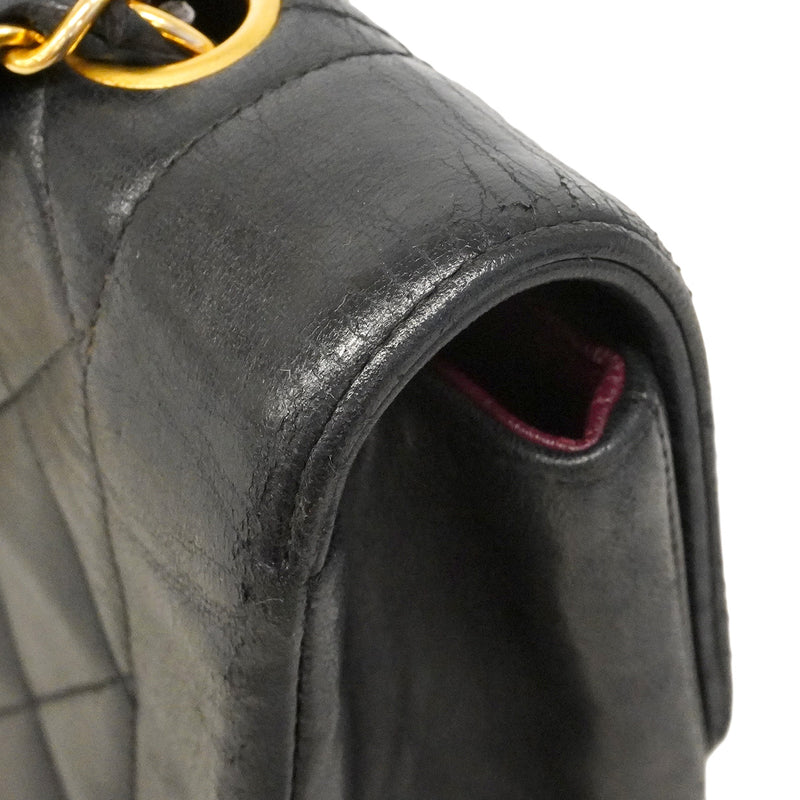 【6hc2750】シャネル ショルダーバッグ ダイアナ チェーンショルダー ラムスキン ブラック ゴールド金具【中古】レディース