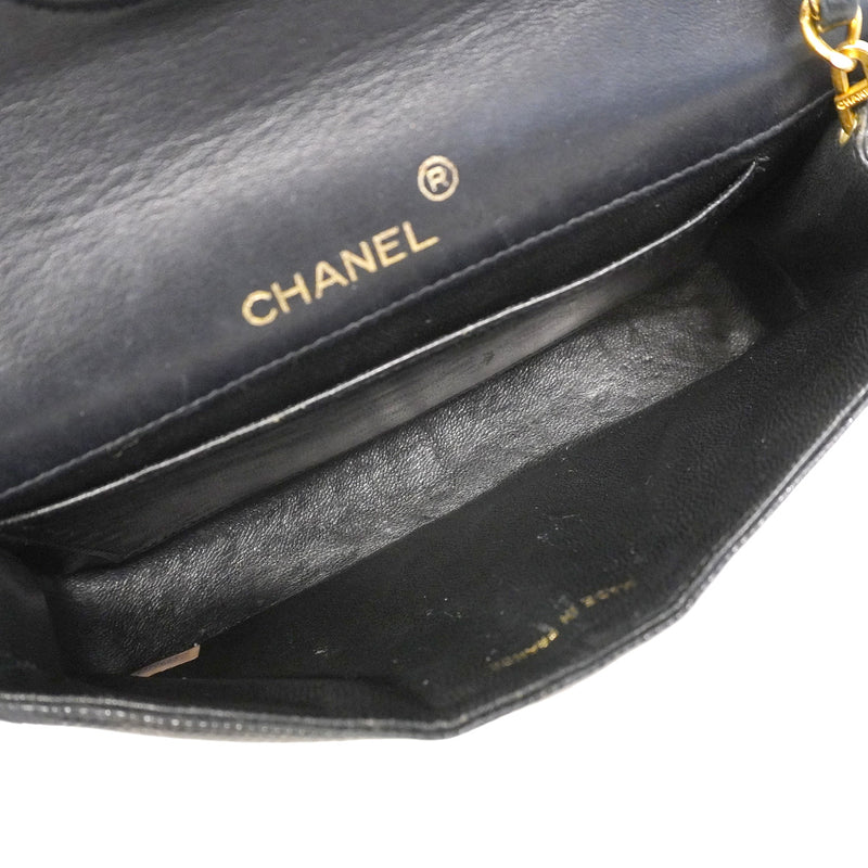 【6hc2751】シャネル ショルダーバッグ チェーンショルダー リザード ブラック ゴールド金具【中古】レディース