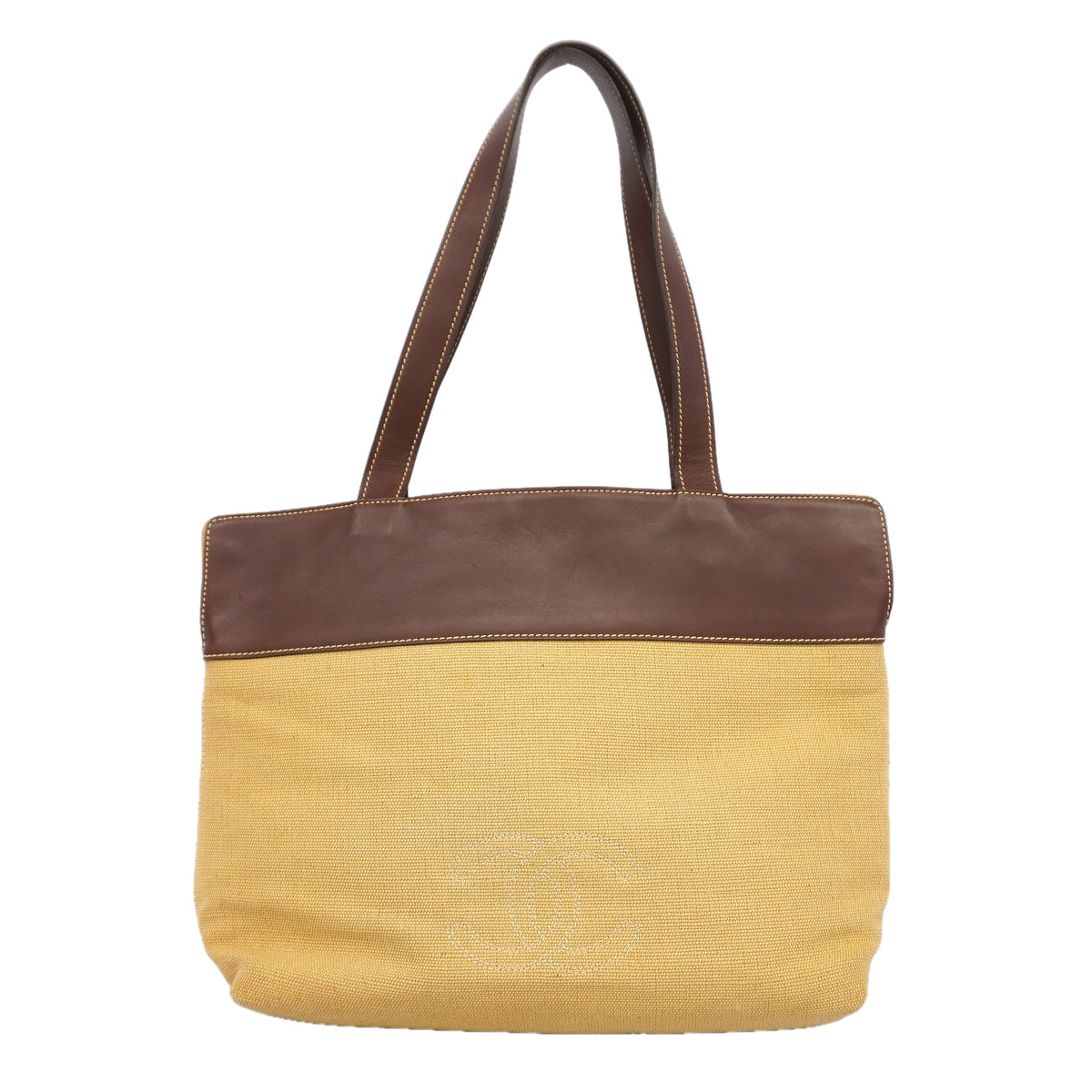 【6hc2752】シャネル トートバッグ キャンバス ベージュ ブラウン ゴールド金具【中古】レディース