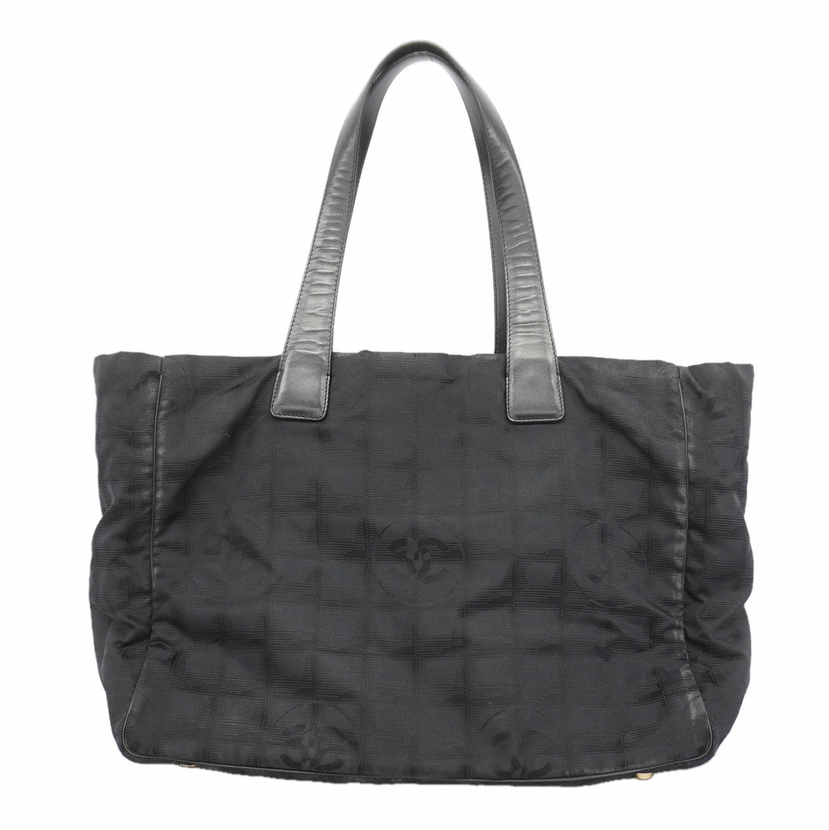 【6hc2753】シャネル トートバッグ ニュートラベル ナイロン ブラック シャンパンゴールド金具【中古】レディース
