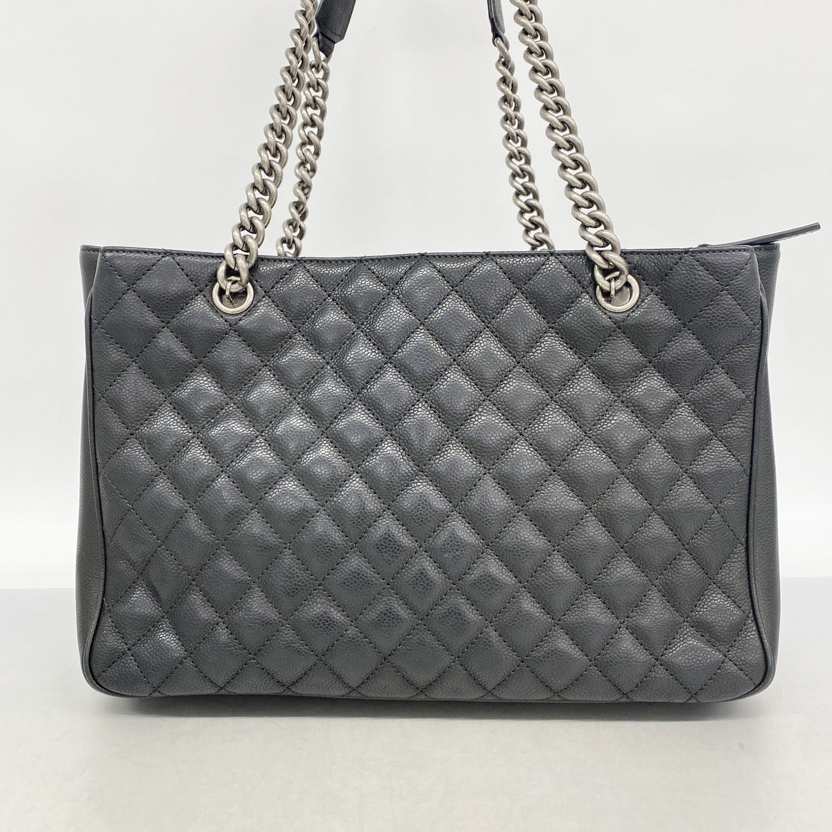 【6hc2764-k】シャネル チェーントート マトラッセ キャビアスキン ブラック シルバー金具【中古】レディース