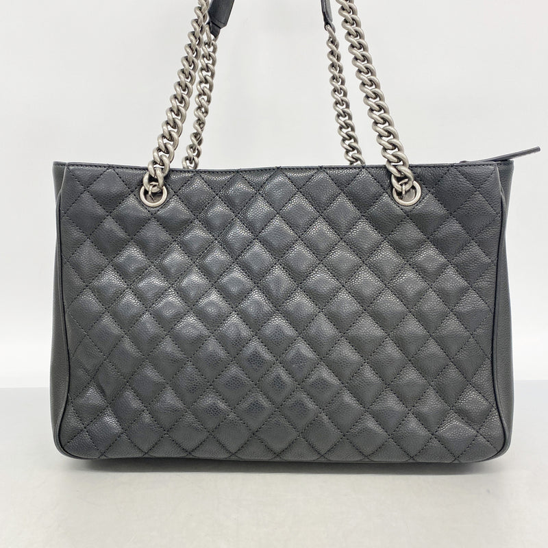【6hc2764-k】シャネル チェーントート マトラッセ キャビアスキン ブラック シルバー金具【中古】レディース