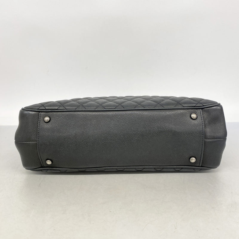 【6hc2764-k】シャネル チェーントート マトラッセ キャビアスキン ブラック シルバー金具【中古】レディース
