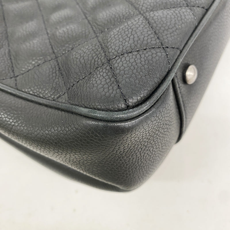 【6hc2764-k】シャネル チェーントート マトラッセ キャビアスキン ブラック シルバー金具【中古】レディース