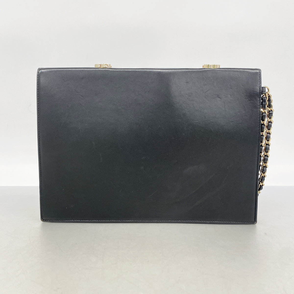 【6hc2765-k】シャネル クラッチバッグ ラムスキン ブラック アイボリー シャンパンゴールド金具【中古】メンズ レディース ユニセックス