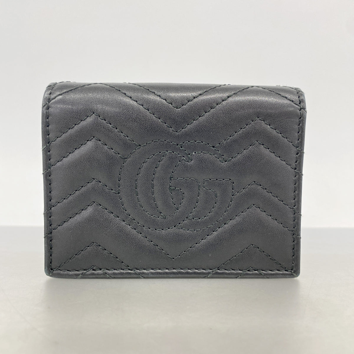 【6hc2775-k】グッチ 財布 GGマーモント 466492 レザー ブラック ゴールド金具【中古】レディース