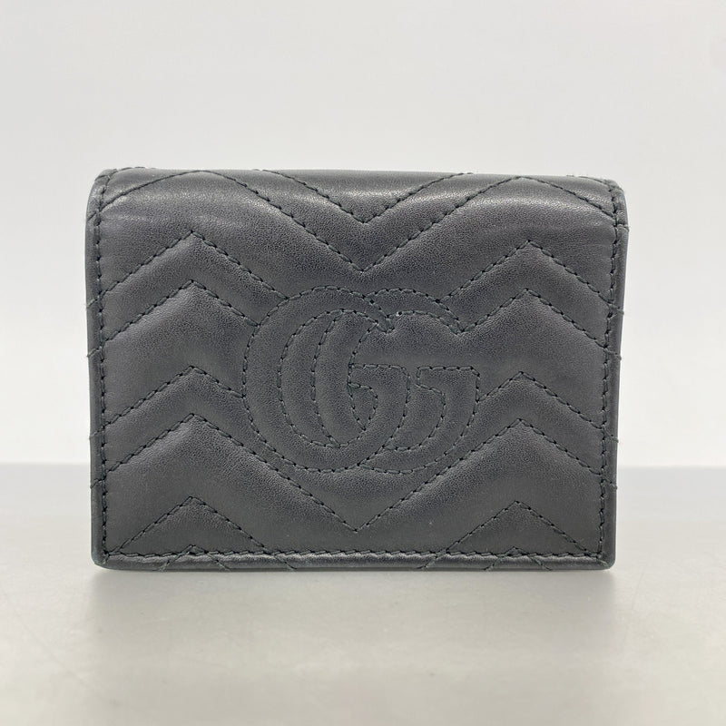 【6hc2775-k】グッチ 財布 GGマーモント 466492 レザー ブラック ゴールド金具【中古】レディース