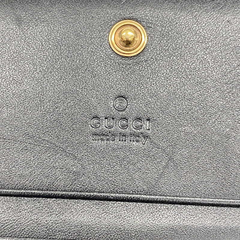 【6hc2775-k】グッチ 財布 GGマーモント 466492 レザー ブラック ゴールド金具【中古】レディース