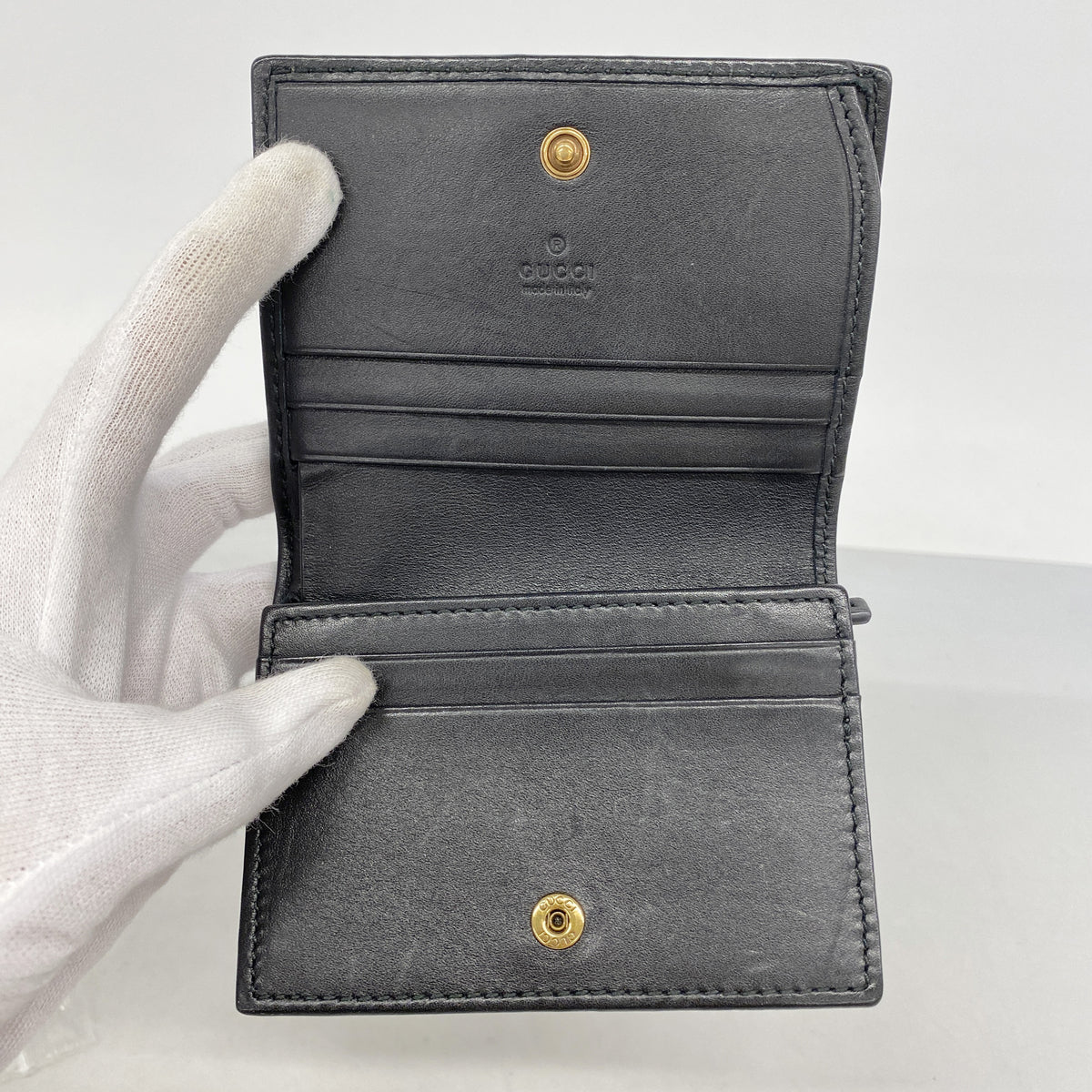 【6hc2775-k】グッチ 財布 GGマーモント 466492 レザー ブラック ゴールド金具【中古】レディース