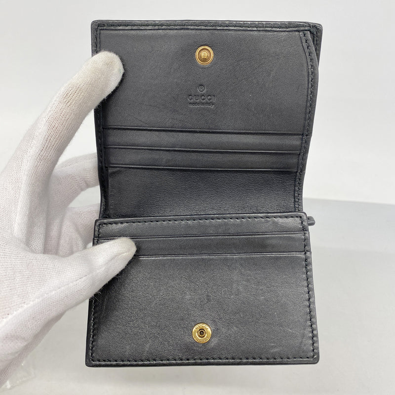 【6hc2775-k】グッチ 財布 GGマーモント 466492 レザー ブラック ゴールド金具【中古】レディース