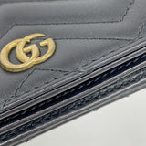 【6hc2775-k】グッチ 財布 GGマーモント 466492 レザー ブラック ゴールド金具【中古】レディース