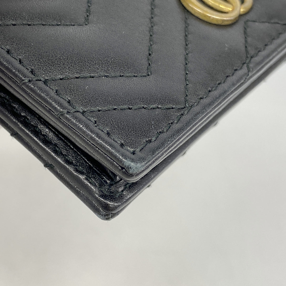 【6hc2775-k】グッチ 財布 GGマーモント 466492 レザー ブラック ゴールド金具【中古】レディース