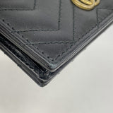 【6hc2775-k】グッチ 財布 GGマーモント 466492 レザー ブラック ゴールド金具【中古】レディース