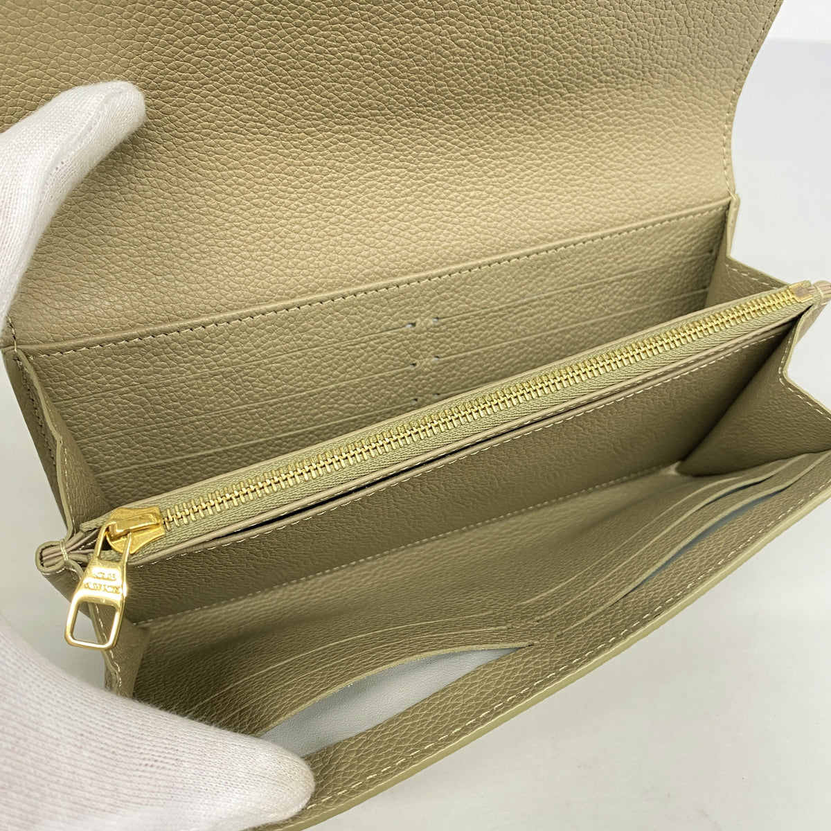 【6hc2780-k】ルイヴィトン 長財布 モノグラム・アンプラント バイカラー ポルトフォイユサラ M82516 ベージュ カーキグリーン【中古】レディース