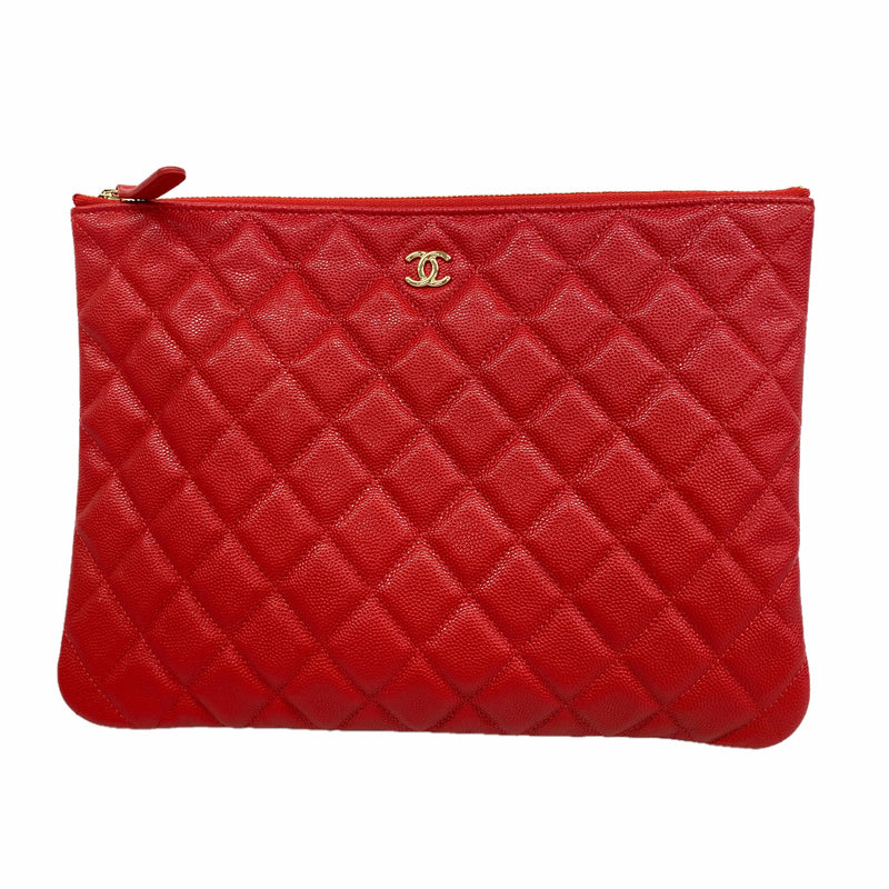 【6hc2783-k】シャネル クラッチバッグ マトラッセ キャビアスキン レッド ゴールド金具【中古】メンズ レディース ユニセックス