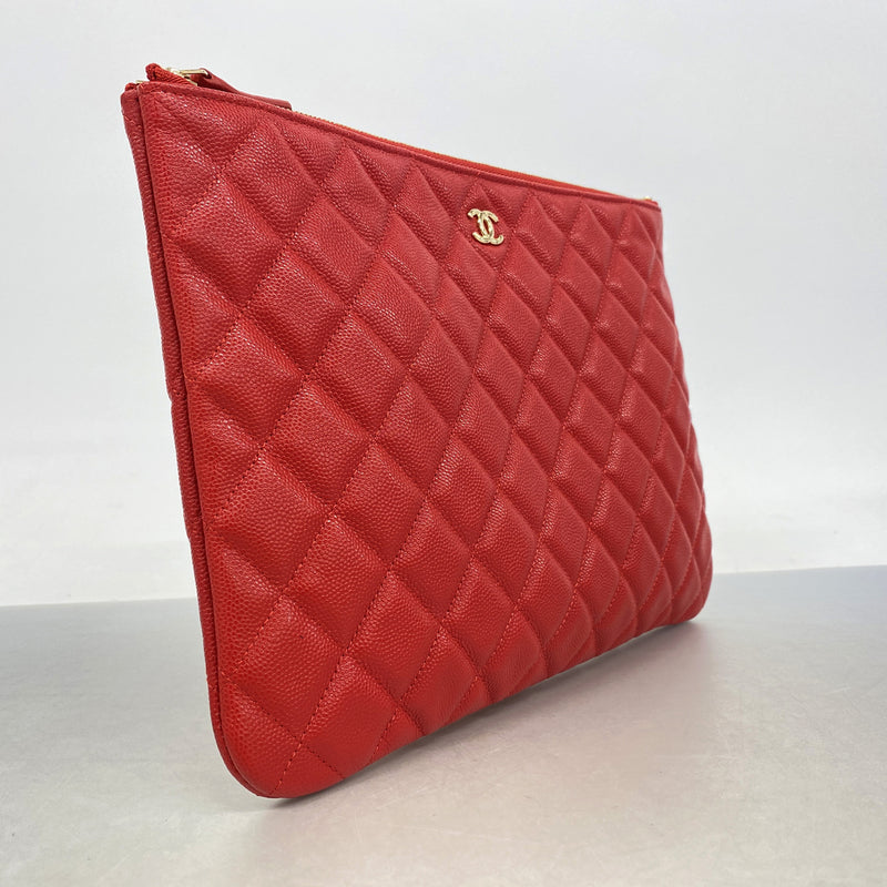 【6hc2783-k】シャネル クラッチバッグ マトラッセ キャビアスキン レッド ゴールド金具【中古】メンズ レディース ユニセックス