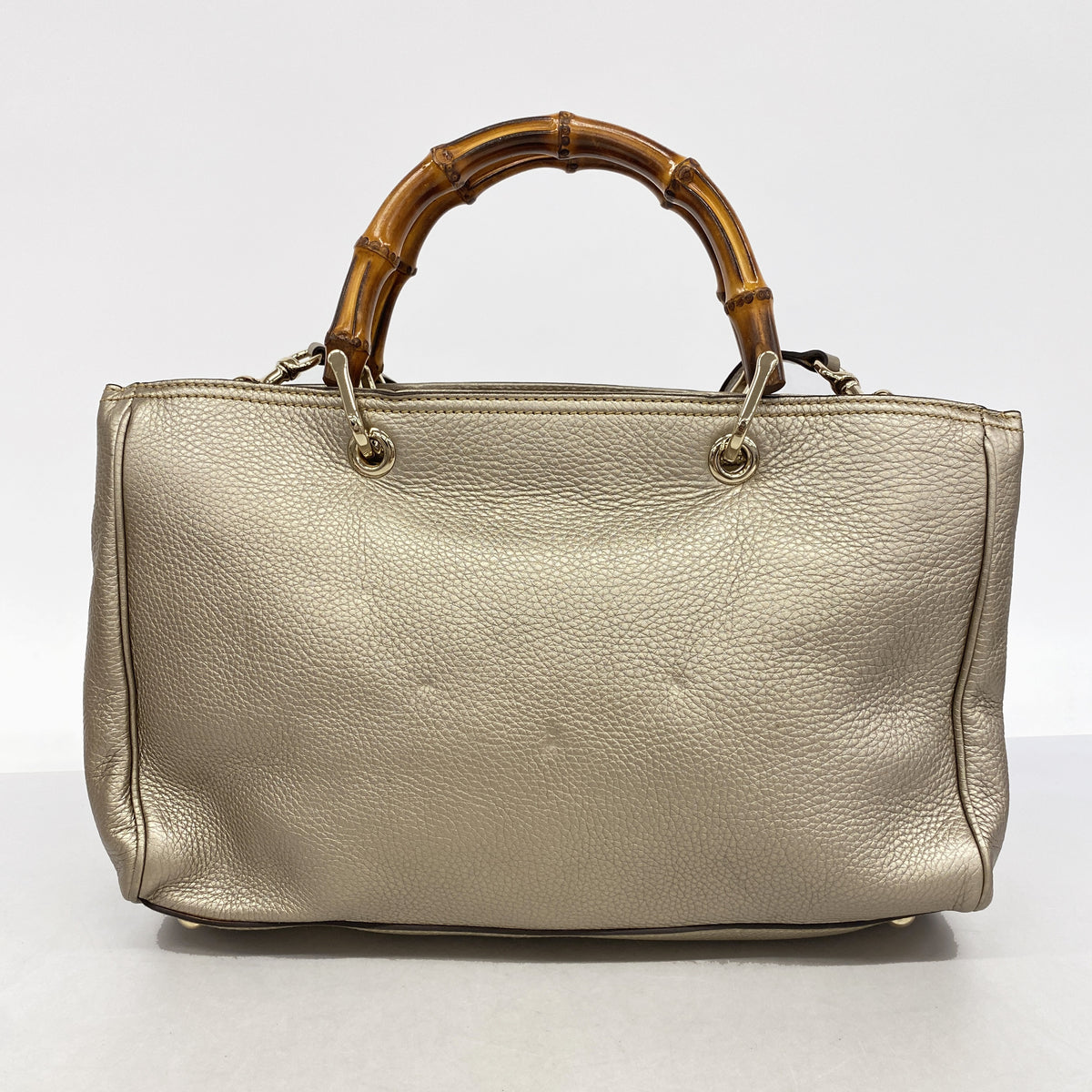 【6hc2784-k】グッチ ハンドバッグ バンブー 323660 レザー ペールシルバー シャンパンゴールド金具 2wayバッグ【中古】レディース