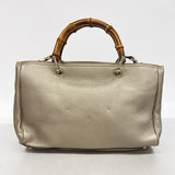 【6hc2784-k】グッチ ハンドバッグ バンブー 323660 レザー ペールシルバー シャンパンゴールド金具 2wayバッグ【中古】レディース