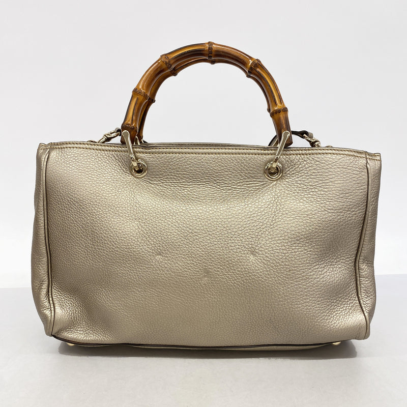 【6hc2784-k】グッチ ハンドバッグ バンブー 323660 レザー ペールシルバー シャンパンゴールド金具 2wayバッグ【中古】レディース