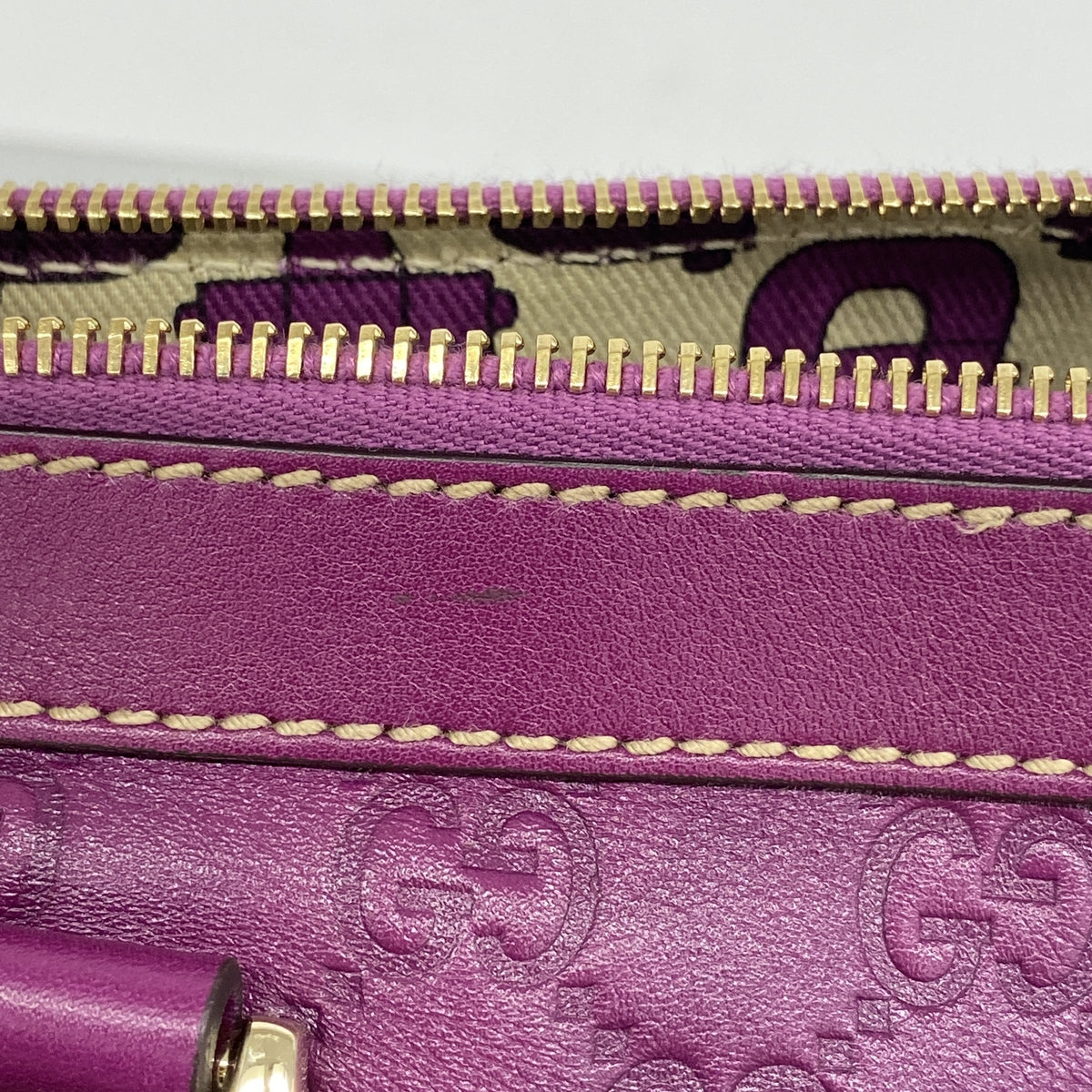 【6hc2785-k】グッチ トートバッグ グッチシマ 141470 レザー パープル シャンパンゴールド金具【中古】レディース